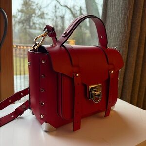 Micheal Kors Red Leather (Detachable) Crossbody Satchel